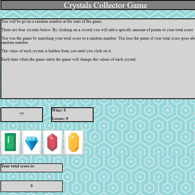 crystals collector game